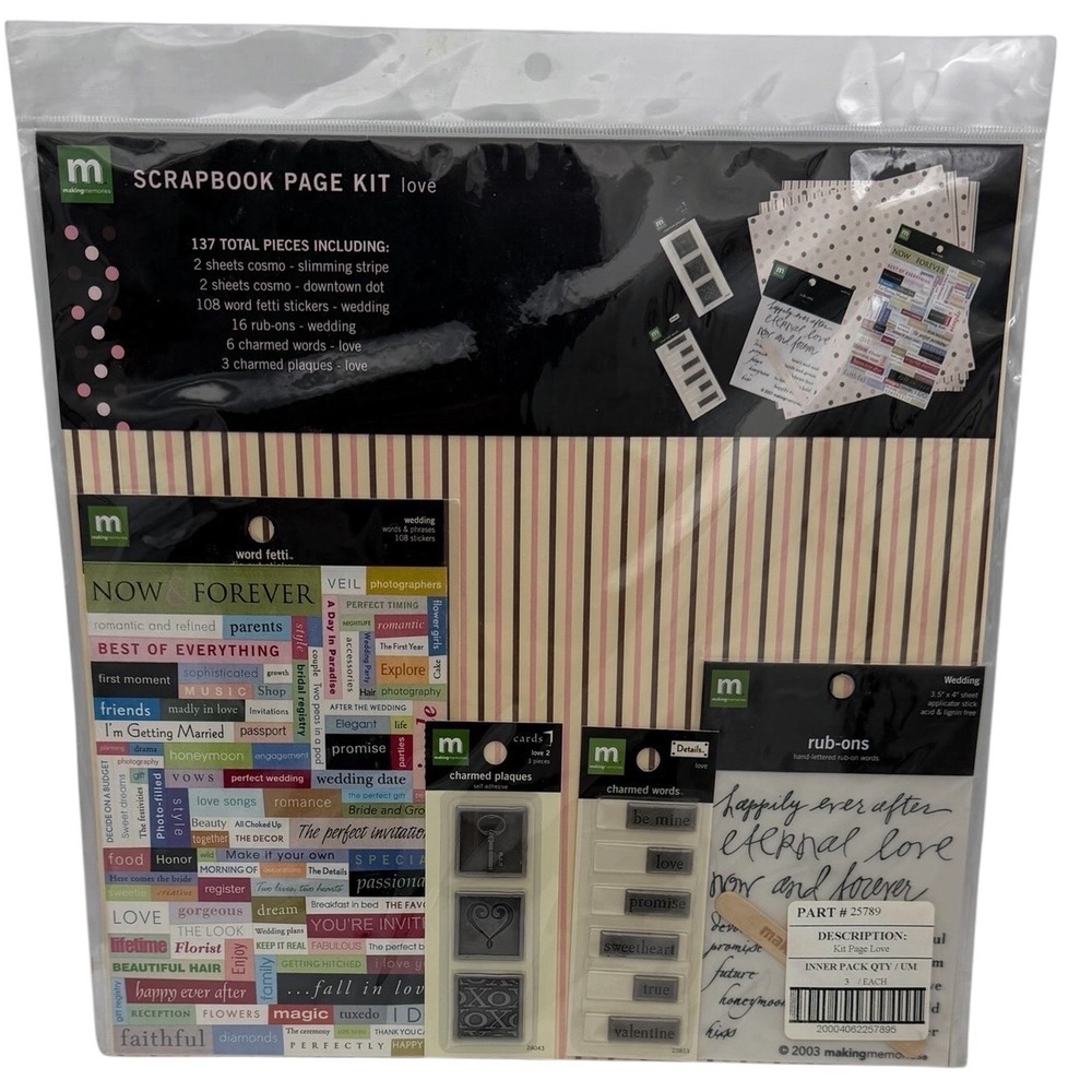 Making Memories Scrapbook Page Kit Love 25789 Wedding Romance 137 Pieces New